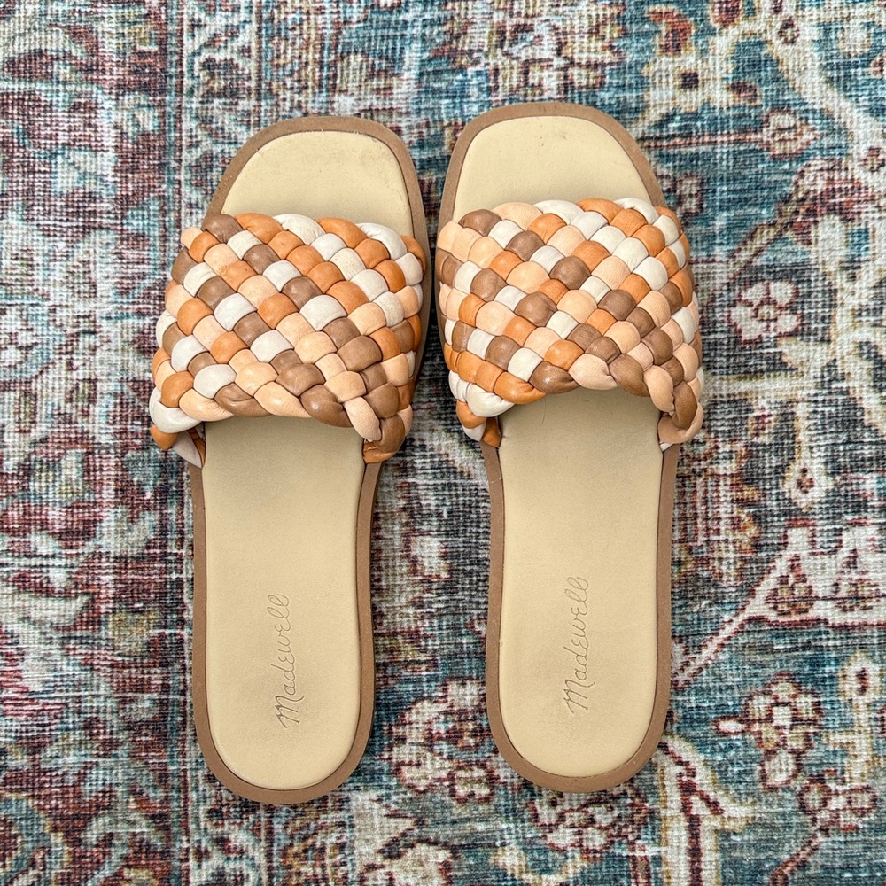Madewell Braided Slide Sandals - Brown and Cream